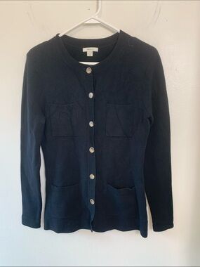 RW & Co Black Button-Front Pocket Cardigan